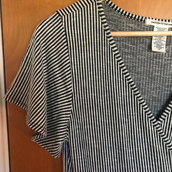 Striped Tulip-Skirt Wrap Dress (Caution To The Wind) - Picture 3 of 5